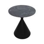 Set 2 tavolini da salotto basso Punto con piano effetto marmo nero e gambe in metallo nero