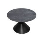 Set 2 tavolini da salotto basso Punto con piano effetto marmo nero e gambe in metallo nero
