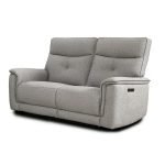 Set divani Elysio 2 e 3 posti e poltrona con recliner elettrici in tessuto G268 grigio
