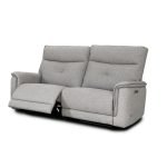 Set divani Elysio 2 e 3 posti e poltrona con recliner elettrici in tessuto G268 grigio