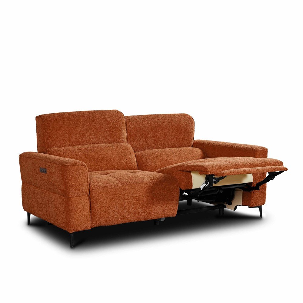 Set divani recliner Luxora 2 e 3 posti elettrici in tessuto E006 aragosta