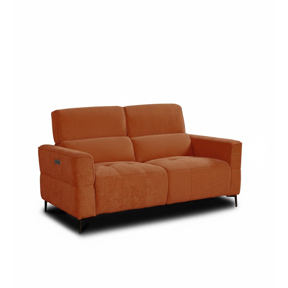 Set divani recliner Luxora 2 e 3 posti elettrici in tessuto E006 aragosta