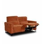 Set divani recliner Luxora 2 e 3 posti elettrici in tessuto E006 aragosta