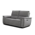 Set divani recliner Velveta 2 e 3 posti elettrici in tessuto L008 grigio