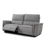Set divani recliner Velveta 2 e 3 posti elettrici in tessuto L008 grigio