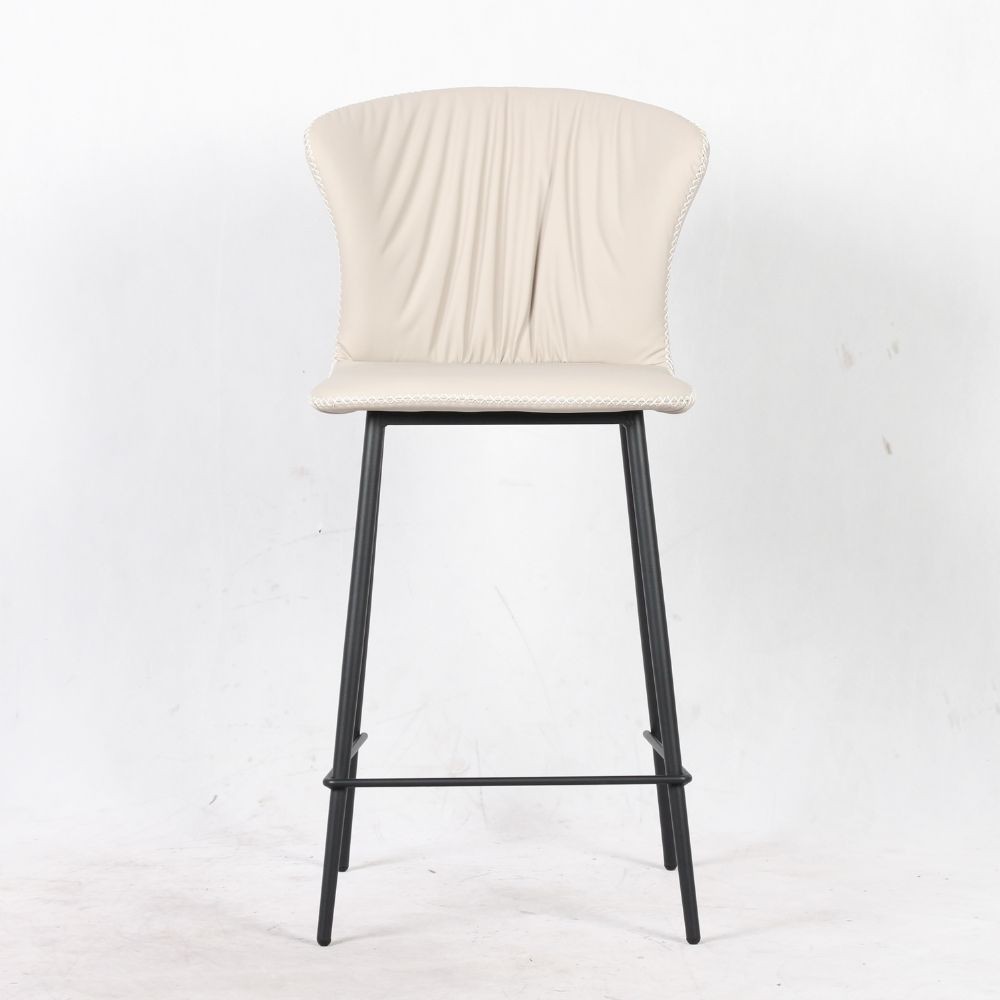 Sgabello Core colore beige con gambe in metallo nero