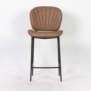 Sgabello Elice colore tortora vintage gambe in metallo colore nero