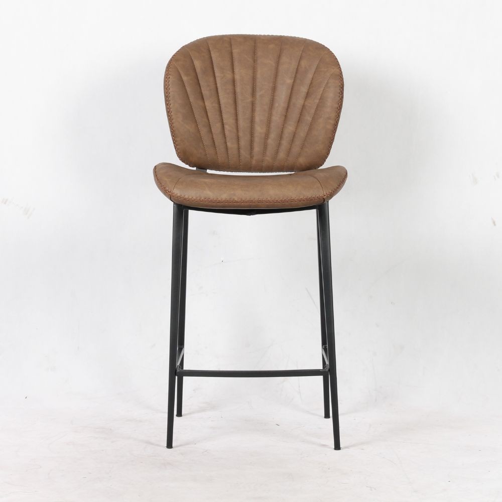 Sgabello Elice colore tortora vintage gambe in metallo colore nero