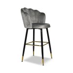 Sgabello Estro in velluto grigio con terminali dorati