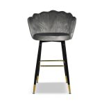 Sgabello Estro in velluto grigio con terminali dorati