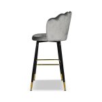 Sgabello Estro in velluto grigio con terminali dorati