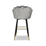 Sgabello Estro in velluto grigio con terminali dorati