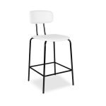 Sgabello Glami in pvc effetto cuoio bianco con struttura in metallo nera