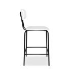 Sgabello Glami in pvc effetto cuoio bianco con struttura in metallo nera