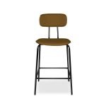 Sgabello Glami in pvc effetto cuoio brown con struttura in metallo nera