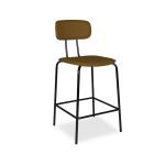 Sgabello Glami in pvc effetto cuoio brown con struttura in metallo nera