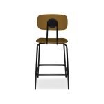Sgabello Glami in pvc effetto cuoio brown con struttura in metallo nera