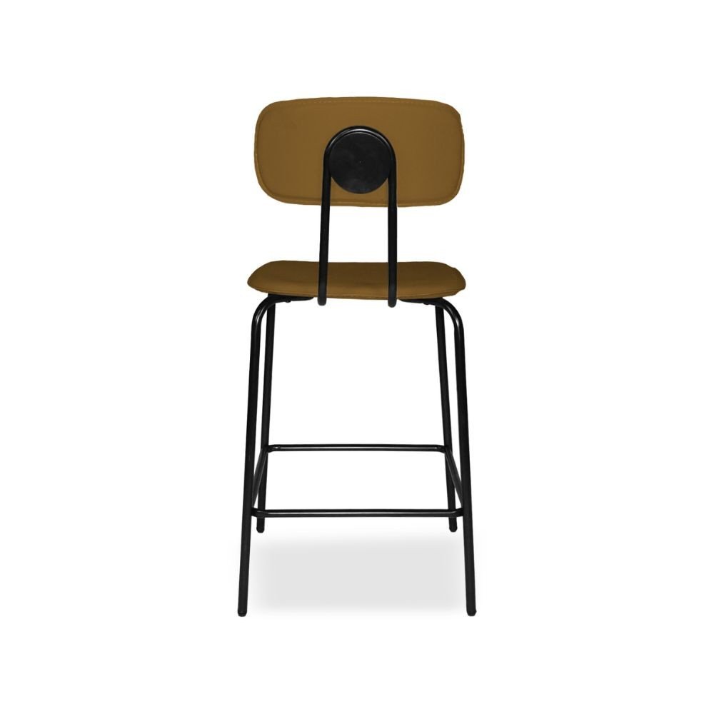 Sgabello Glami in pvc effetto cuoio brown con struttura in metallo nera