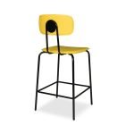 Sgabello Glami in pvc effetto cuoio giallo con struttura in metallo nera