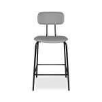 Sgabello Glami in pvc effetto cuoio grigio con struttura in metallo nera