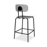Sgabello Glami in pvc effetto cuoio grigio con struttura in metallo nera