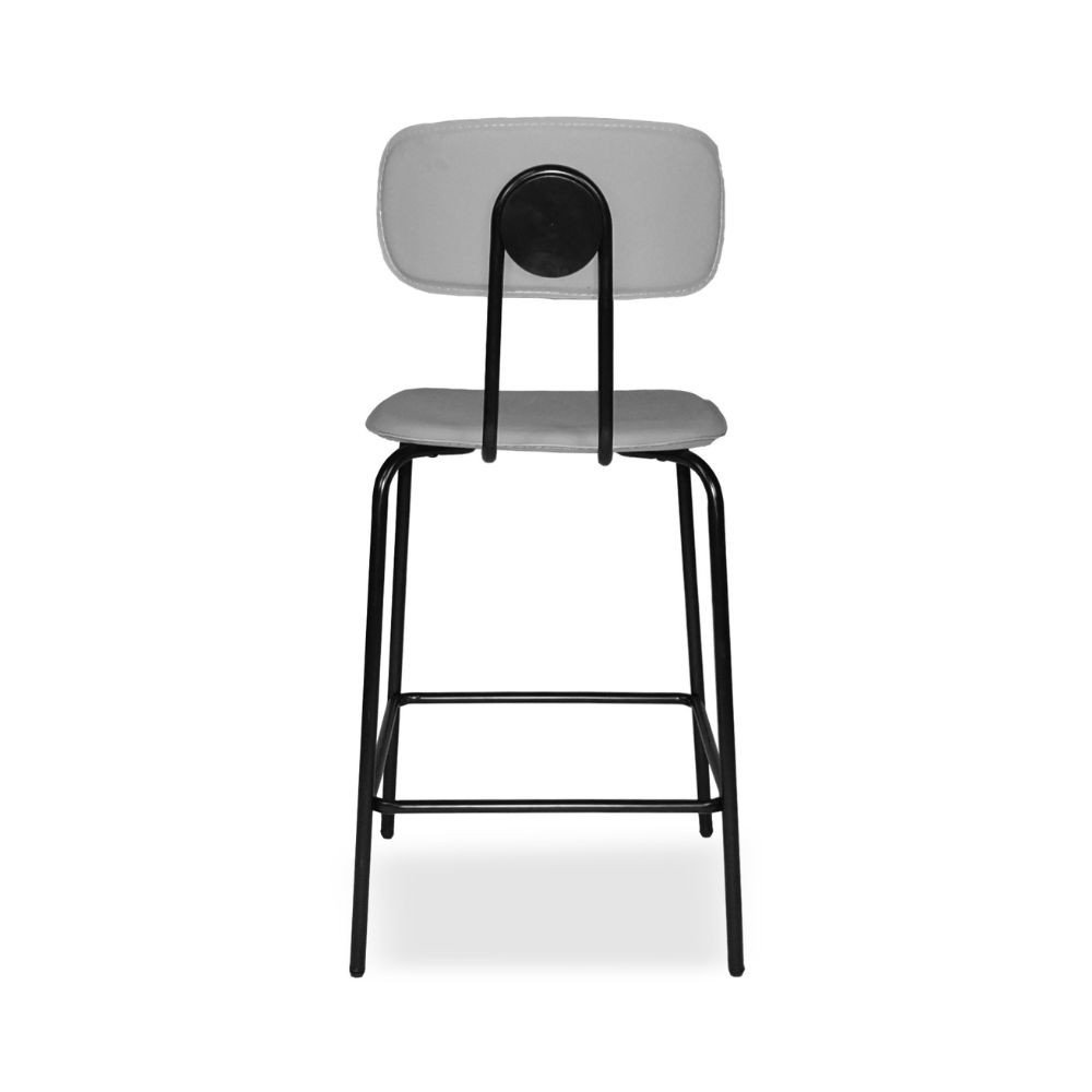 Sgabello Glami in pvc effetto cuoio grigio con struttura in metallo nera