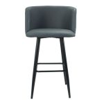 Sgabello Limin in ecopelle grigio con gambe nere opache