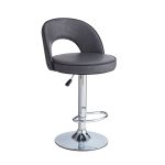 Sgabello Lisa con seduta in ecopelle grigio e gamba in metallo inox