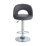 Sgabello Lisa con seduta in ecopelle grigio e gamba in metallo inox
