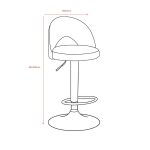 Sgabello Lisa con seduta in ecopelle grigio e gamba in metallo inox