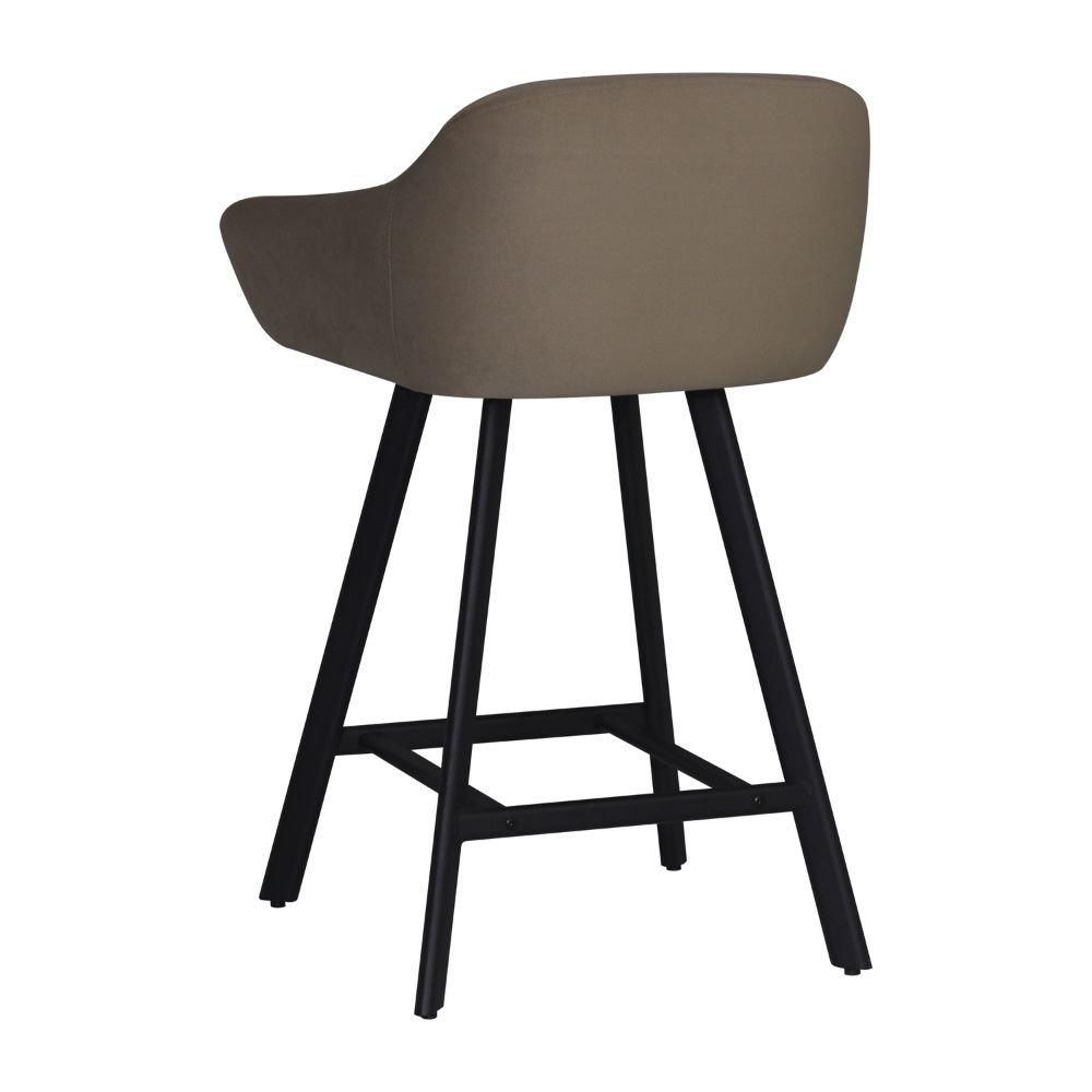 Sgabello Mey in tessuto Anka 06 tortora con gambe in metallo nere