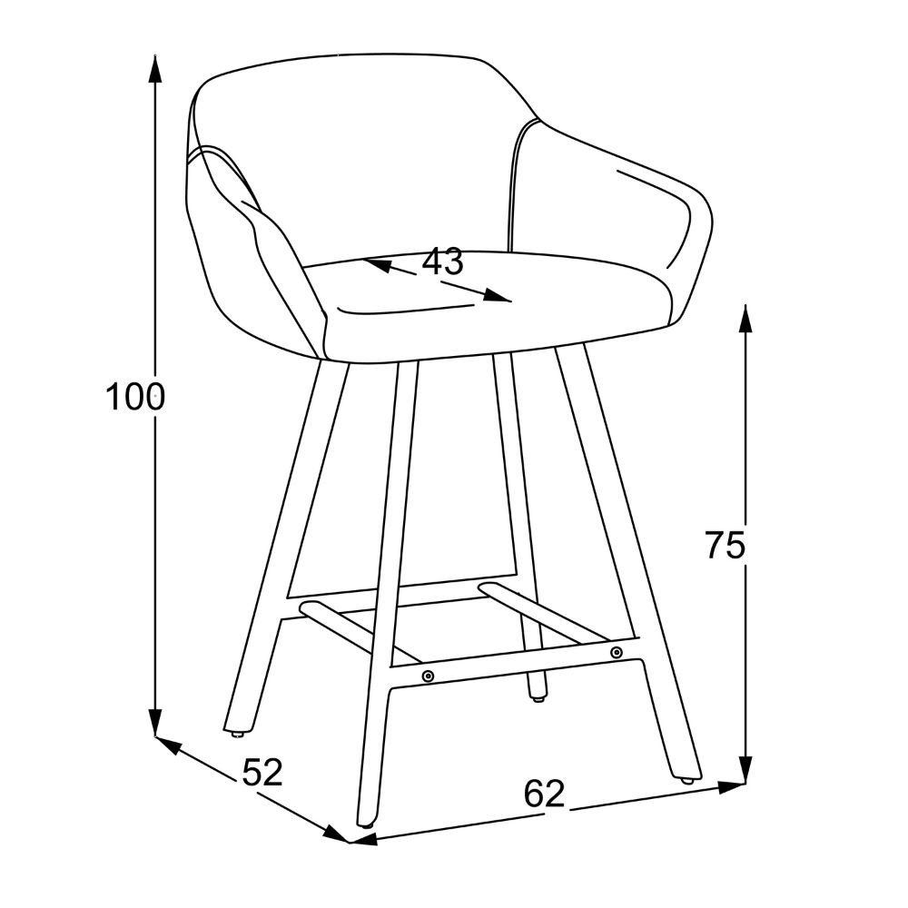 Sgabello Mey in tessuto Anka 06 tortora con gambe in metallo nere