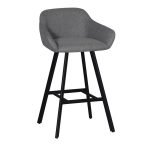 Sgabello Mey in tessuto Nordic 16 grigio cenere con gambe in metallo nere