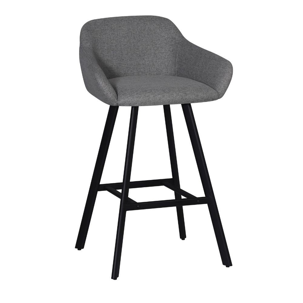 Sgabello Mey in tessuto Nordic 16 grigio cenere con gambe in metallo nere
