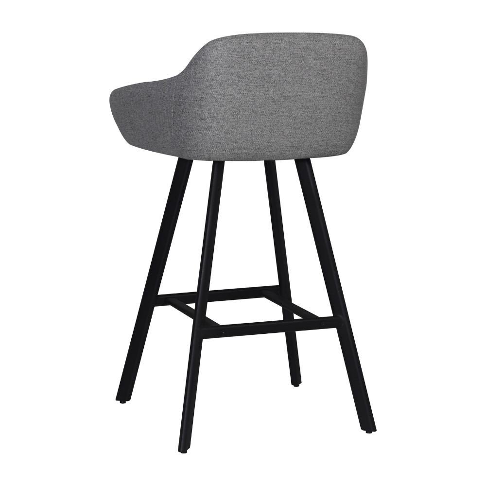 Sgabello Mey in tessuto Nordic 16 grigio cenere con gambe in metallo nere