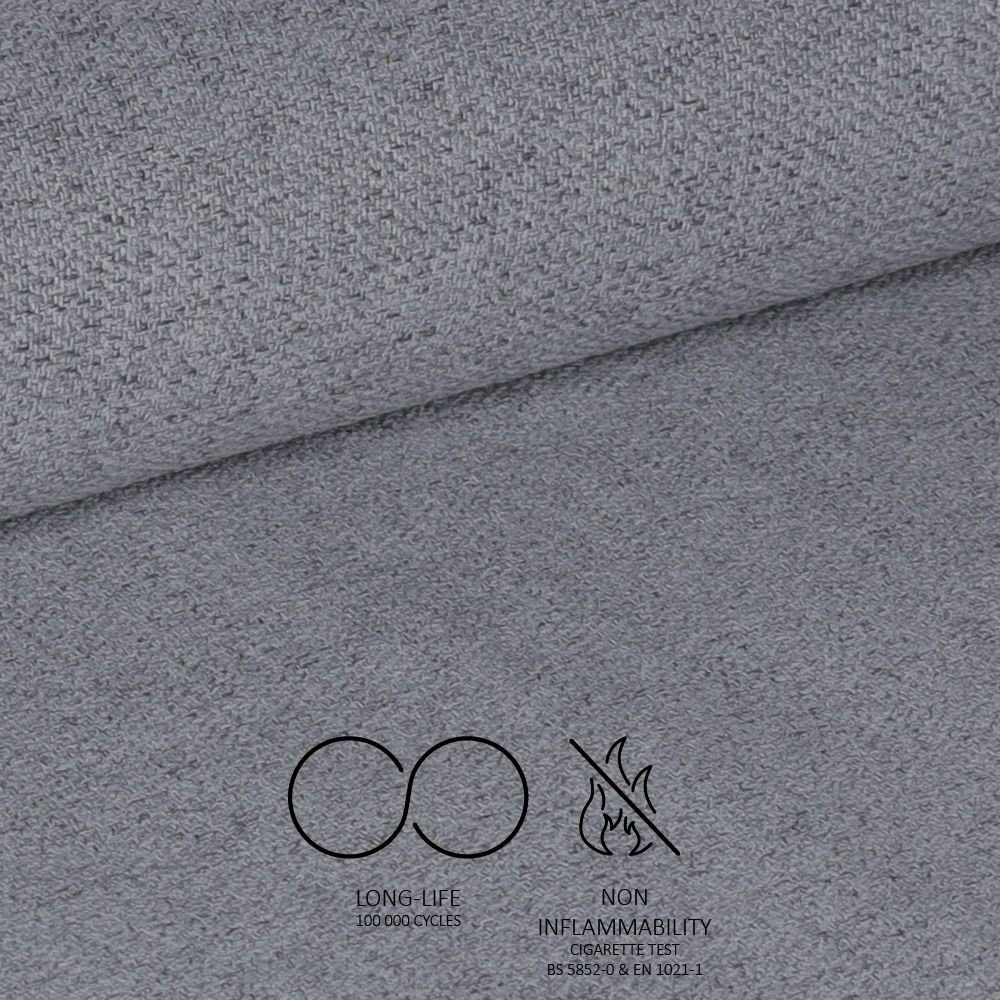 Sgabello Mey in tessuto Nordic 16 grigio cenere con gambe in metallo nere