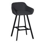 Sgabello Mey in tessuto Nordic 18 grigio scuro con gambe in metallo nere