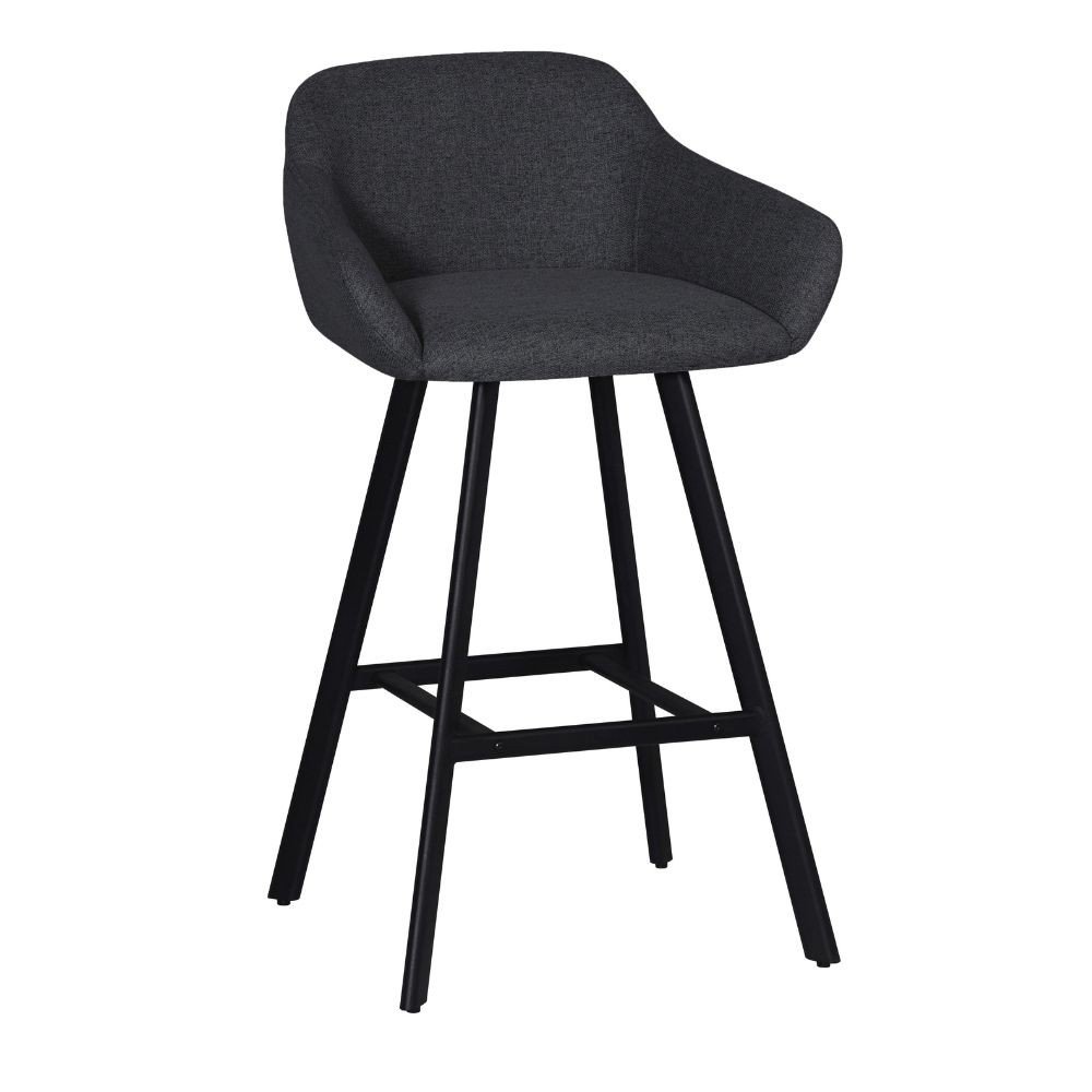 Sgabello Mey in tessuto Nordic 18 grigio scuro con gambe in metallo nere