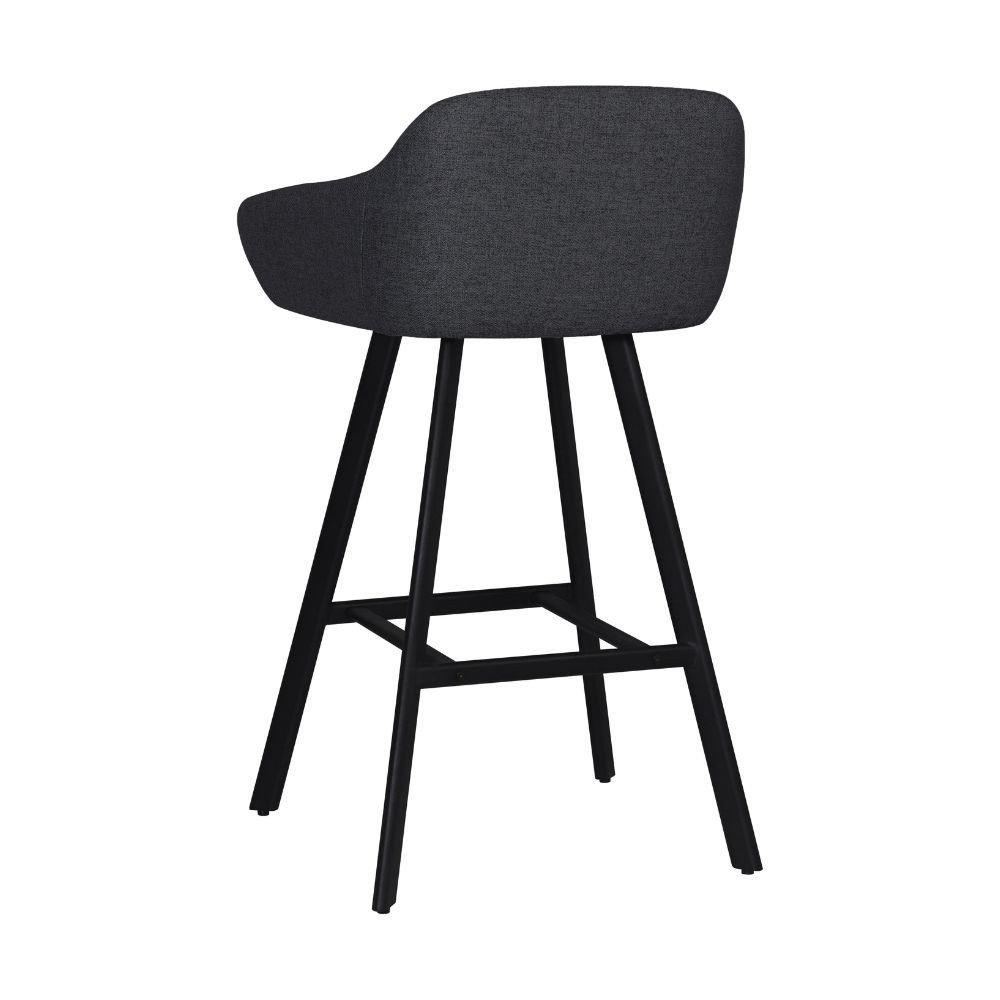 Sgabello Mey in tessuto Nordic 18 grigio scuro con gambe in metallo nere
