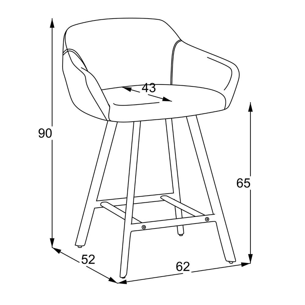 Sgabello Mey in tessuto Nordic 18 grigio scuro con gambe in metallo nere