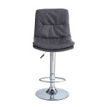 Sgabello Paco con seduta in ecopelle grigio e gamba in metallo inox