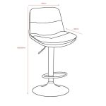 Sgabello Paco con seduta in ecopelle grigio e gamba in metallo inox