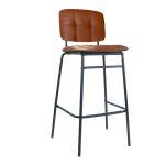 Sgabello Ross in ecopelle color mattone con gambe nere