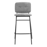 Sgabello Ross in velluto grigio con gambe nere