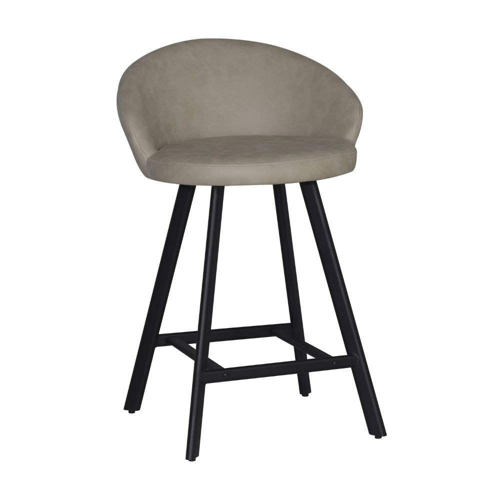 Sgabello Saki in nabuk Uras 02 tortora con gambe nere