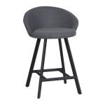 Sgabello Saki in tessuto Nordic 15 grigio con gambe nere