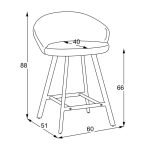 Sgabello Saki in tessuto Nordic 15 grigio con gambe nere