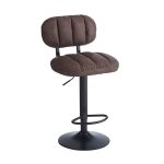 Sgabello Tati con seduta in ecopelle brown e gamba in metallo nero