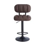 Sgabello Tati con seduta in ecopelle brown e gamba in metallo nero