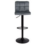 Sgabello regolabile Mosva colore grigio con gambe nere opache